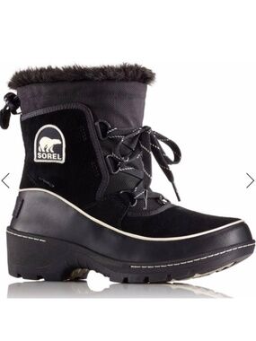 SOREL Tivoli III Snow Boots Women’s Size 6 Waterproof Black Suede Black Fur